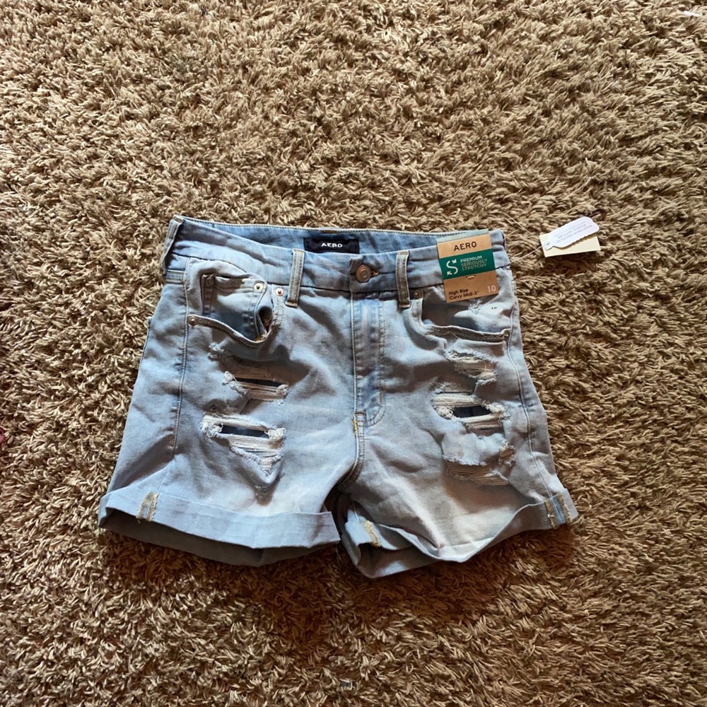 Light was jean shorts